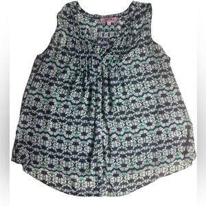 Nicole Richie Collection Blouse Top Batik‎ Blue Green Shirt 1X sleeveless